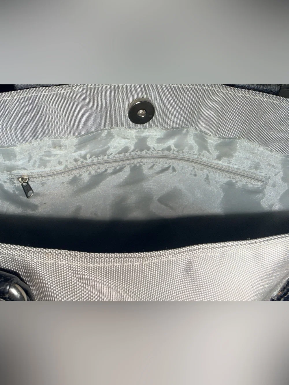 Calvin Klein Silver and Black Colorblock Tote- -EC - see pics for measurements